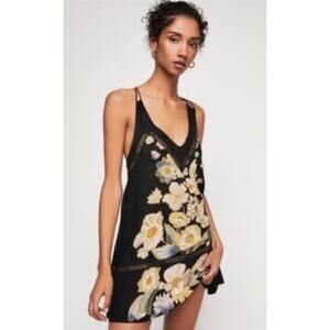 Free People Intimately Women's Black Floral Sleeveless BOHO Willow Dress - XS